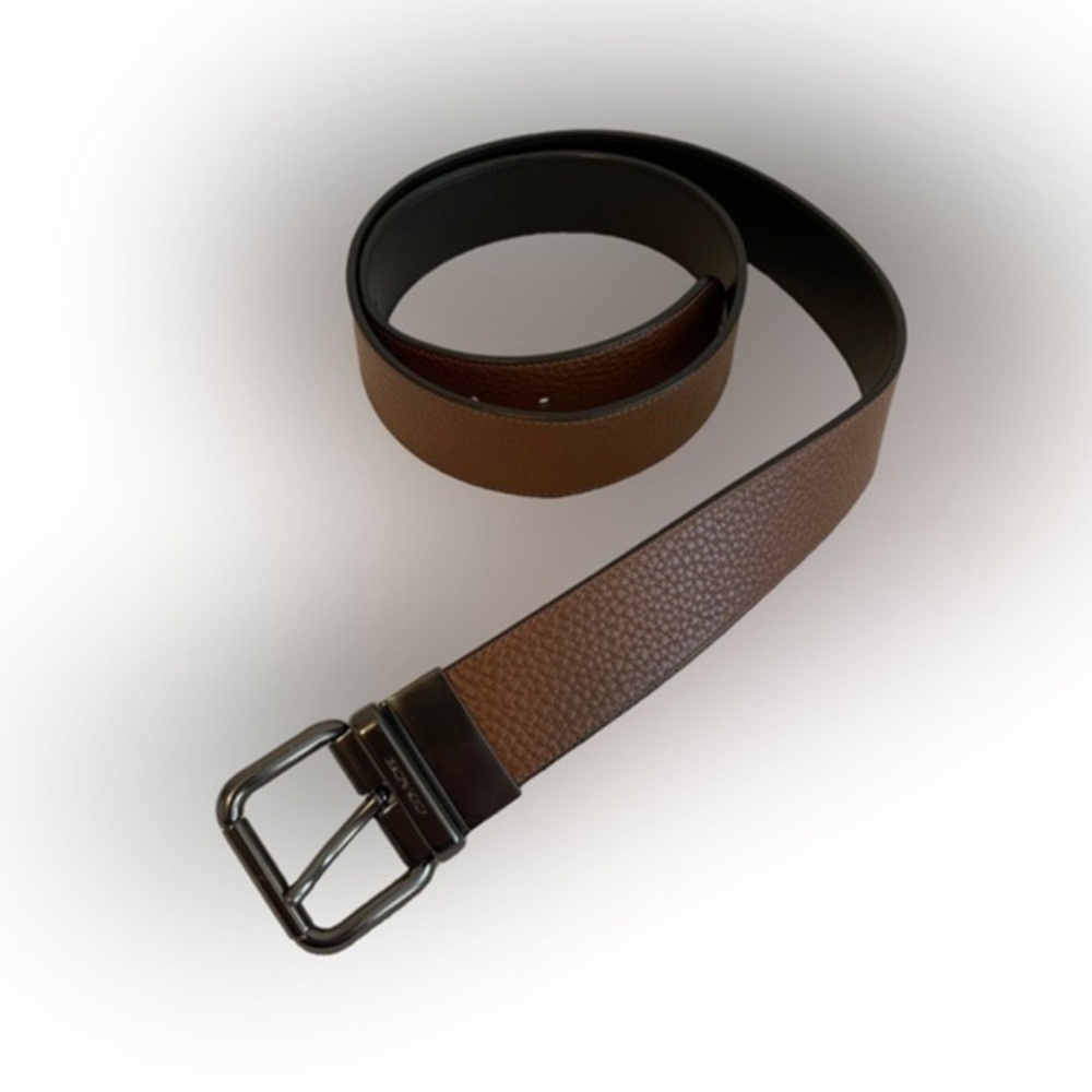 LCOACH textured leather reversible belt  Brown/Black *EUC*